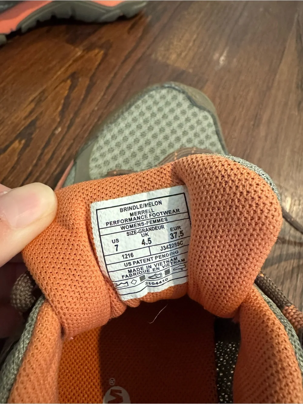 Merrell Women’s Athletic Trail Shoes in Olive and Coral
